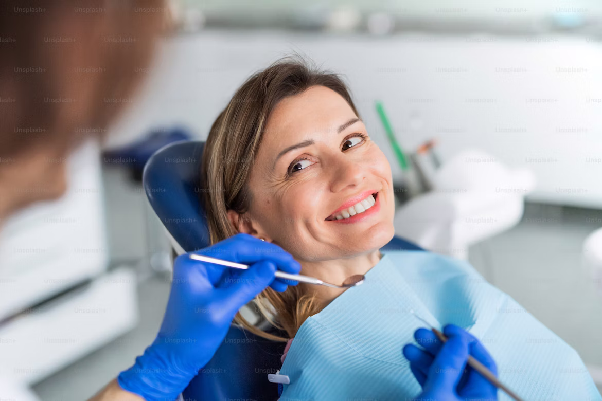 Patient receiving care in a modern luxury dental clinic